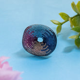 Silver Mixed Color Zircon Stone Round Shape Ring